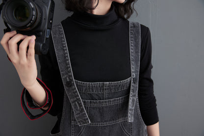 Womens Denim Bib Pants Jumpsuits Adjustable Strap Overalls