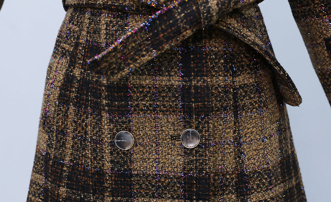 women's plaid woolen long coat