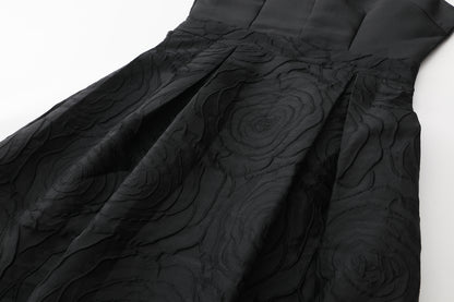 Women's Cap Sleeves Silk Satin Jacquard Dress - LAI MENG FIVE CATS