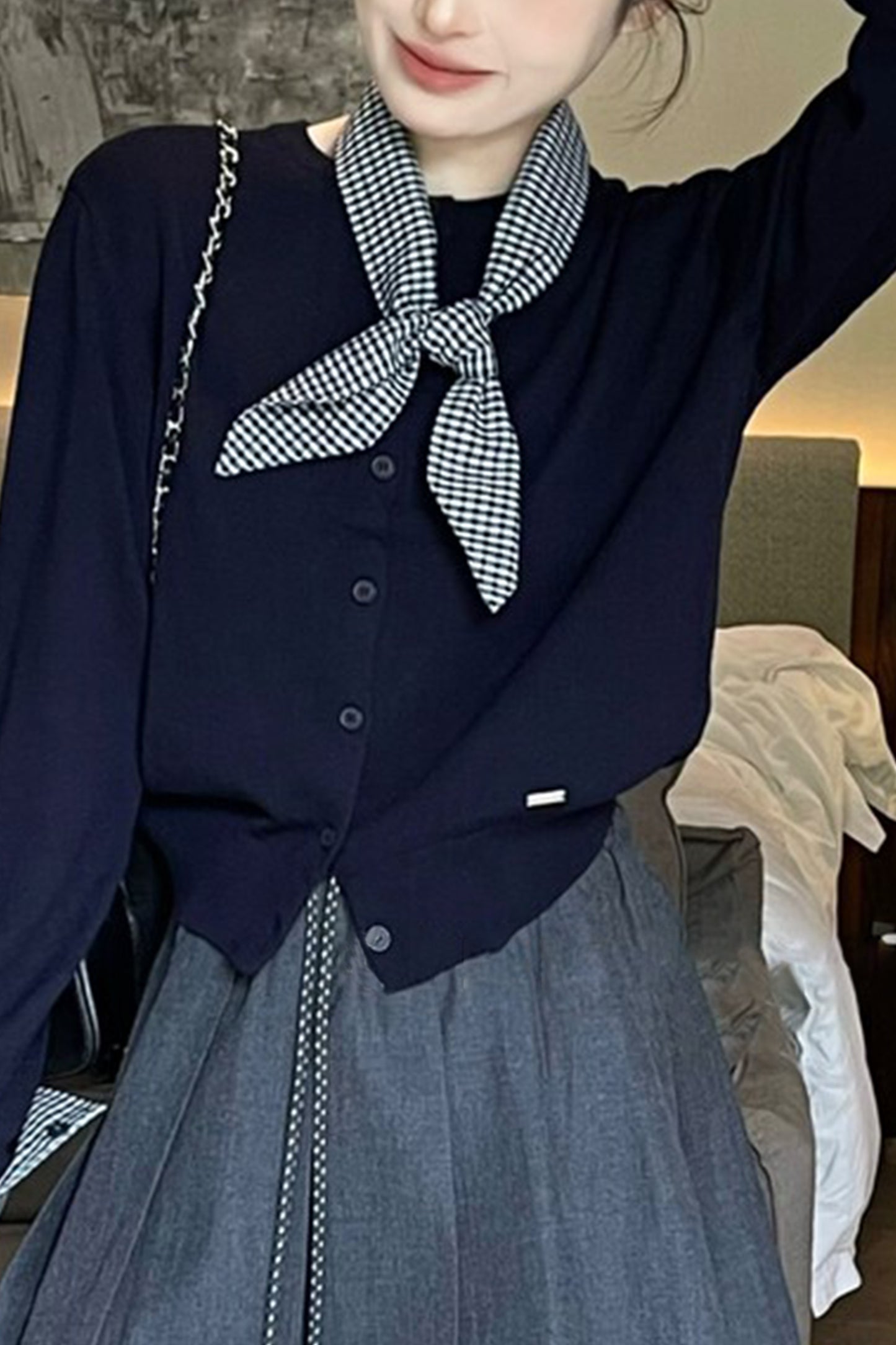 Women's Lightweight Plaid Sweater Cardigan Tops
