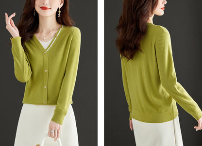 Women's Lightweight Cardigan V Neck  Knit Sweater Tops