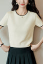 Women's Short Sleeve Ribbed Knit Tops