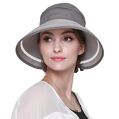Womens UPF50+ Sun Flap Hat with Adjustable Drawstring Patchwork Straw Hat Hiking Cap Wide Brim