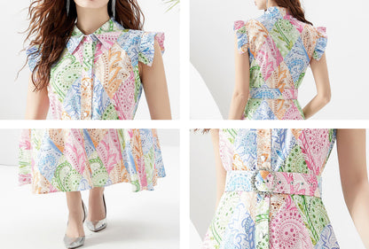 Floral Print Sleeveless Maxi Dress with Belt