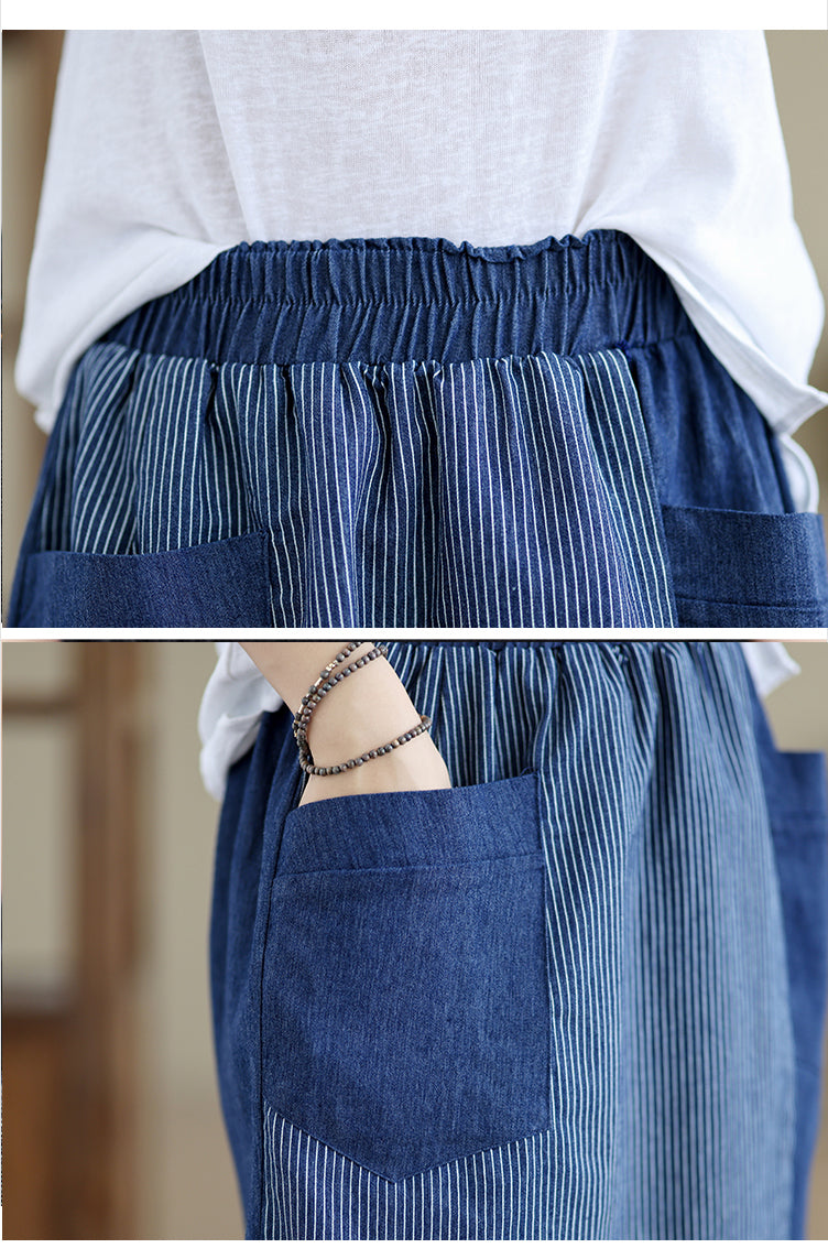 Women's Skorts Skirts Denim Mini Skirt Pull On Jean Shorts - LAI MENG FIVE CATS