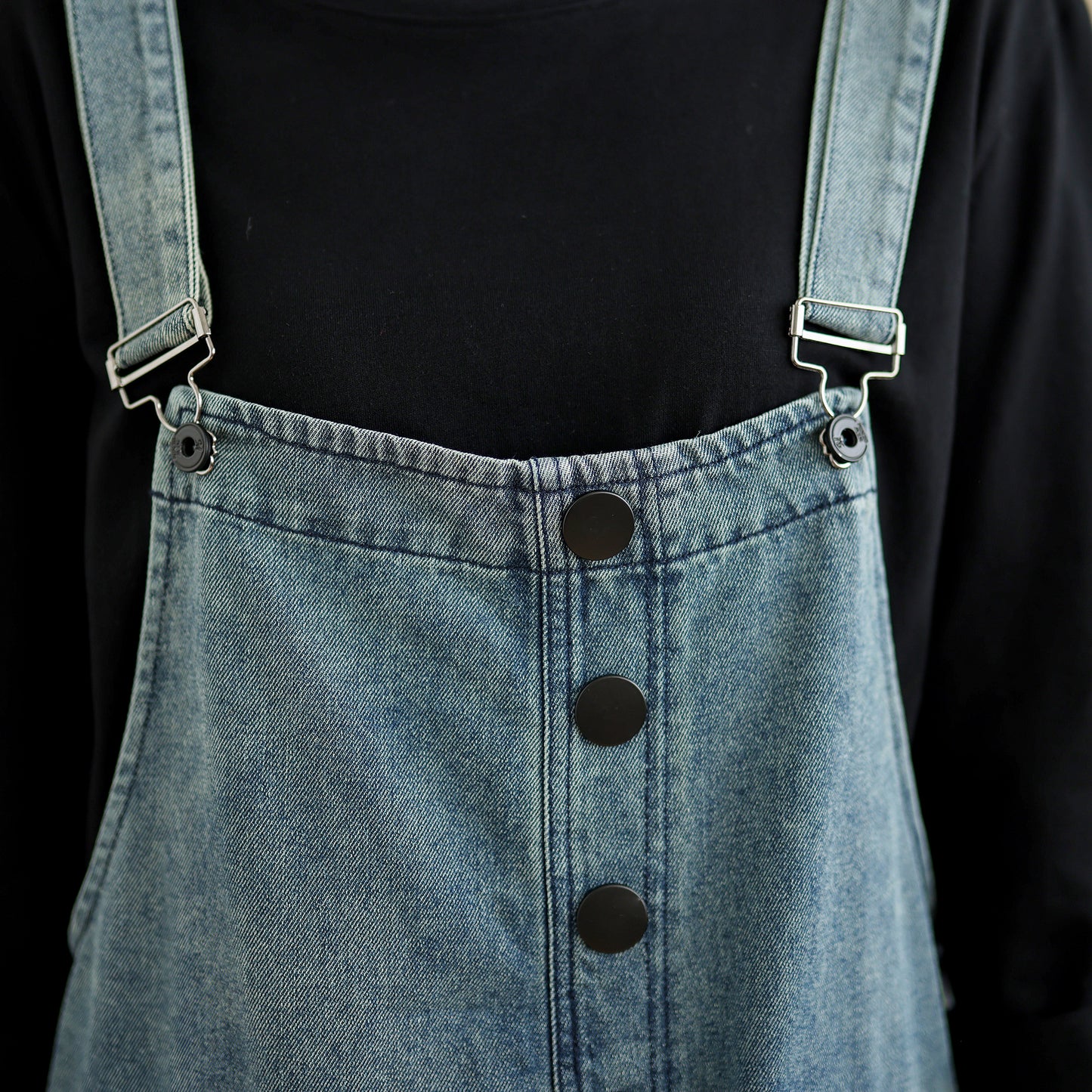 Womens Denim Bib Pants Jumpsuits Jeans Adjustable Strap Overalls