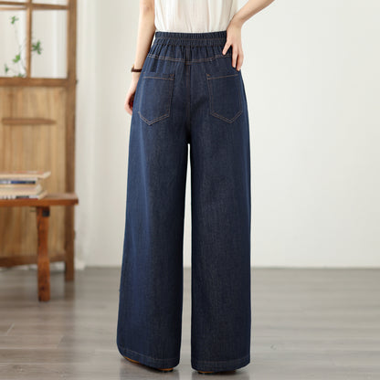 Bow Waist Wide Leg Jeans – Dark Wash Resort Denim Pants
