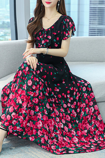 Maryam Red Floral Print Dress