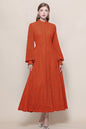 Women's Lace Mandarin Collar High Waist Maxi Dress - LAI MENG FIVE CATS