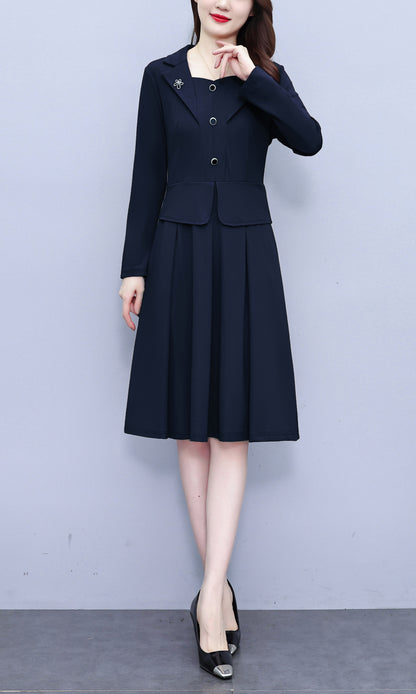 Women's Long Sleeve A-Line Work Office Suit Dress