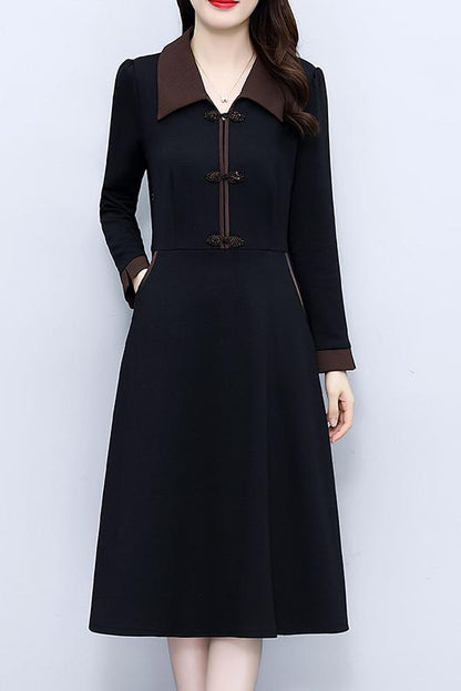 Black & Brown Collared Button-Front Dress | $42.98