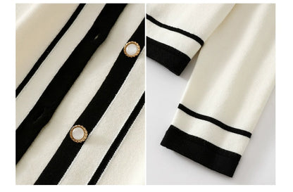 Women's Cardigan Long Sleeve Tops Striped Sweater