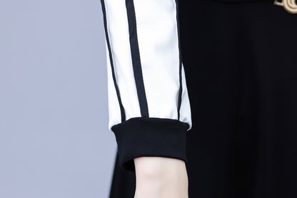 Women's V-Neck with Pockets Long Sleeve Black Dress