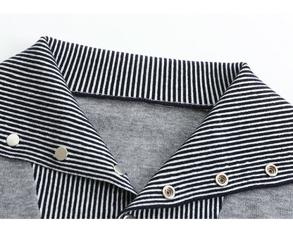 Women's Long Sleeve Sweater Striped Knit Pullover Tops - LAI MENG FIVE CATS