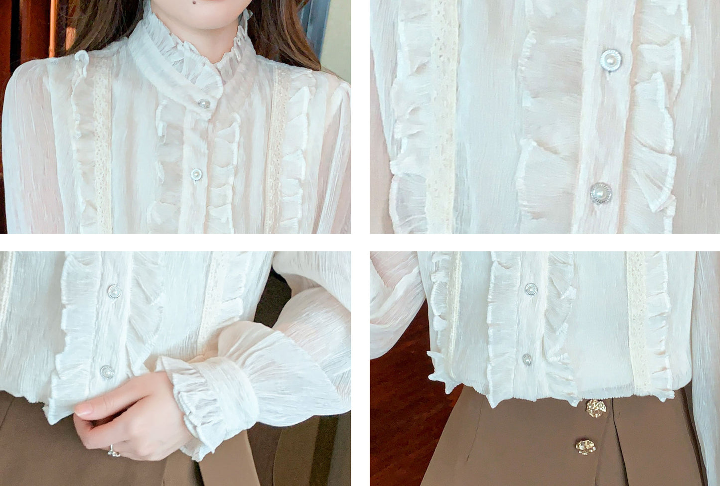 Women's Casual Patchwork Shirt Vintage Blouse