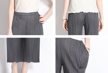 Grey Elastic Casual Pleated Trouser