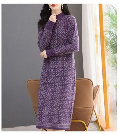 Women's Turtleneck Sweater Chunky Knit Tunic Dress