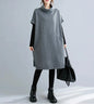 High Collar Loose Pullover Dress with Pocket