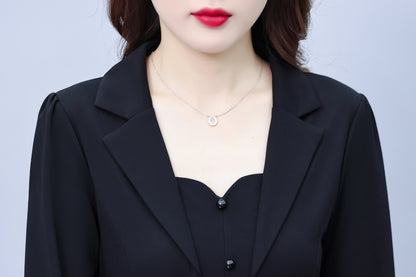 Women'sLong Sleeve Work Office Suit Dress with Pockets