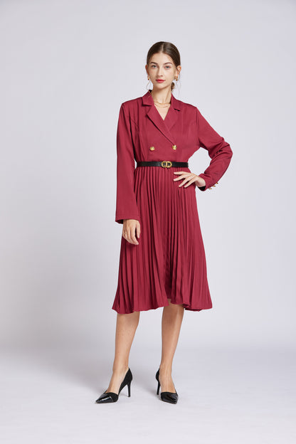 FSY-Women's Lapel Neck Double Breasted Blazer Dress