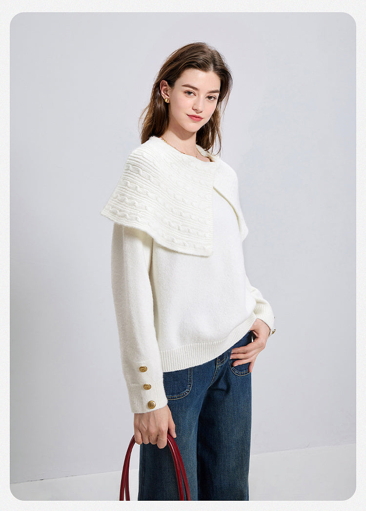 Women's Asymmetric Lapel Sweater Chunky Knitwear Top