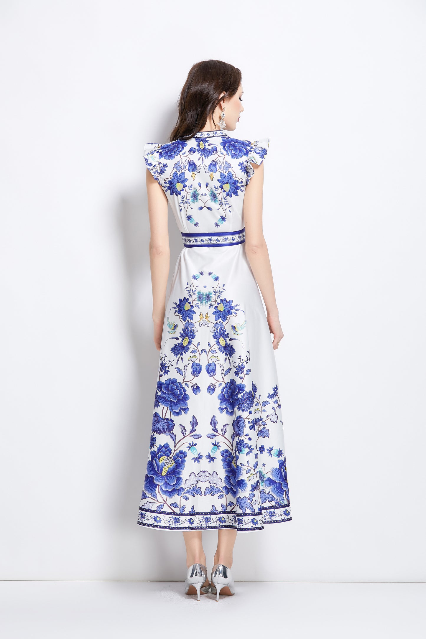 Women's Floral Print V-Neck Sleeveless Maxi Dress