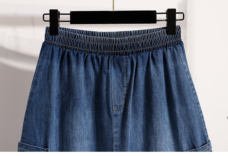 Women's Skorts Skirts Denim Mini Skirt Pull On Jean Shorts - LAI MENG FIVE CATS