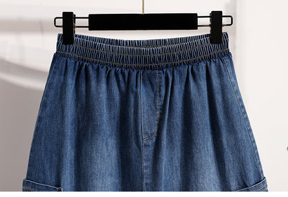Women's Skorts Skirts Denim Mini Skirt Pull On Jean Shorts - LAI MENG FIVE CATS