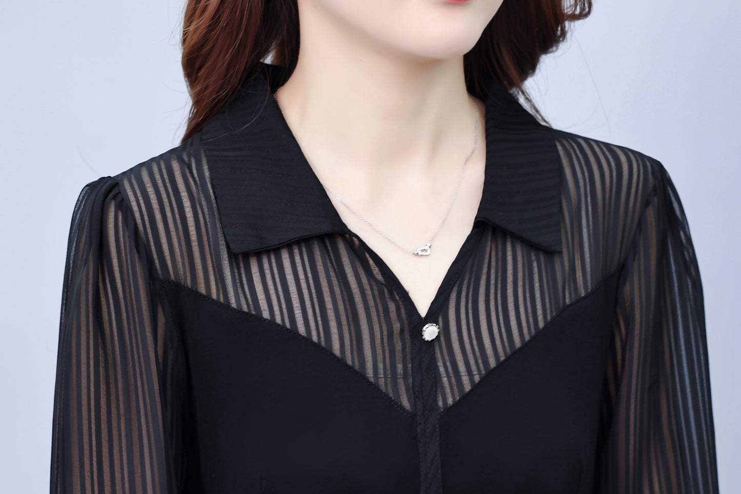 Women's V-Neck Long Sleeve with Pockets Black Dress