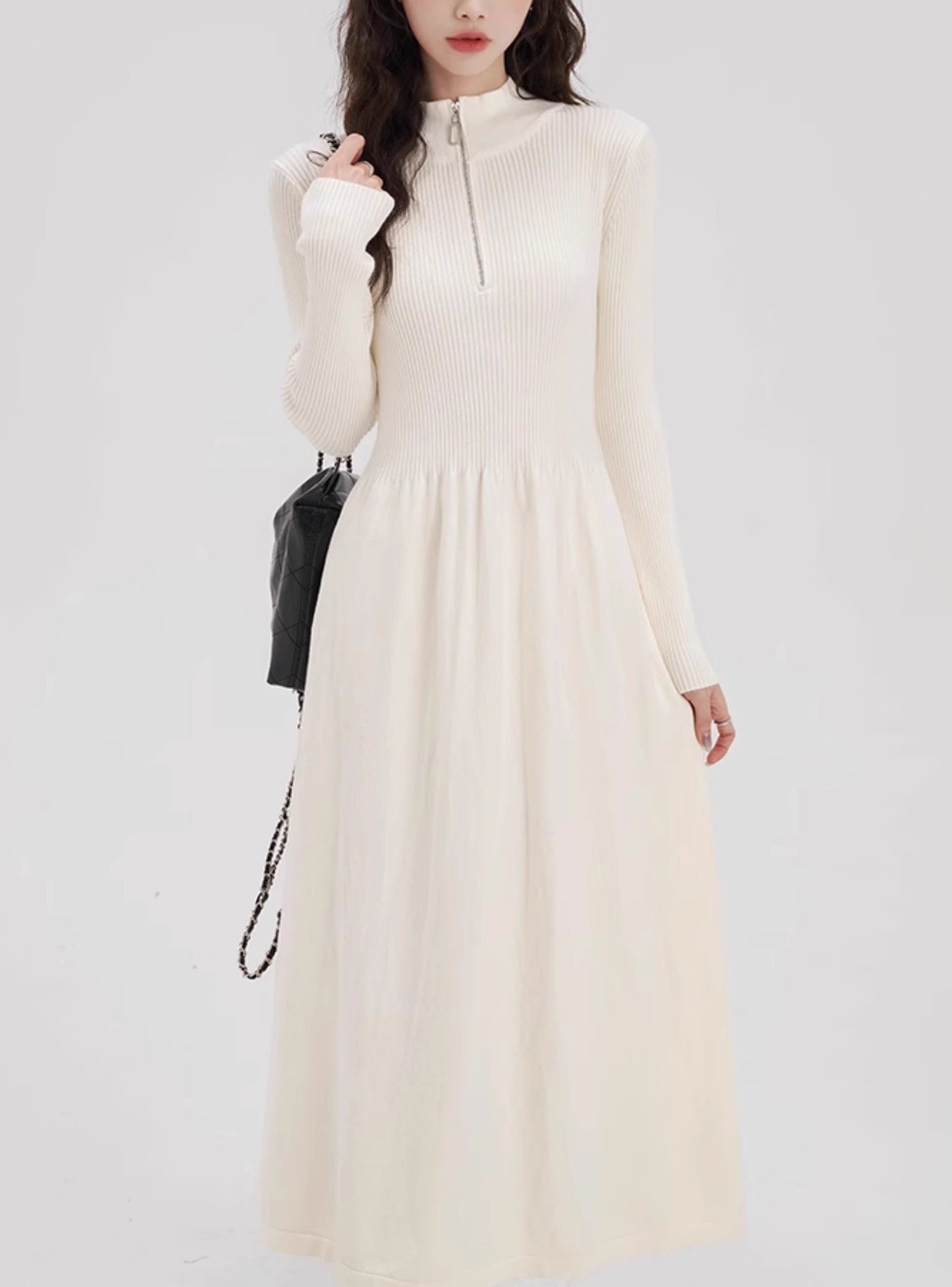 Women's Ribbed Knit  Long Sleeve Sweater Maxi Dress