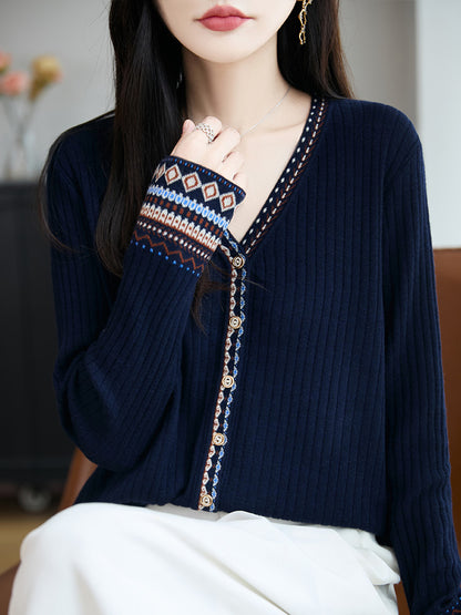 Women's Tribal Ethnic Graphic Sweater Cardigan Knit