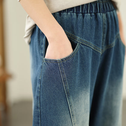 Women's Jeans Elastic Waist Baggy Wide Leg Pants
