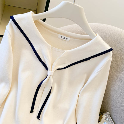 Women's Sailor Collar V-Neck Knit Sweater Top