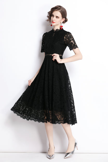 SSY-Women's Short Sleeve Lace Cocktail Midi Dress