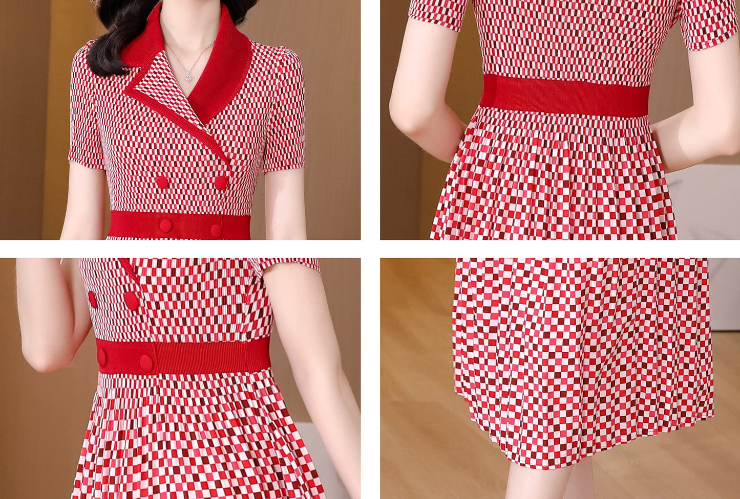Red Pleats Please Elastic Tunic Dress