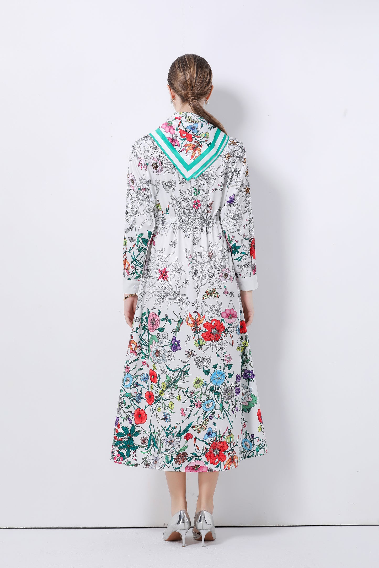 Women's Floral Print Flowy Button Split Maxi Dress