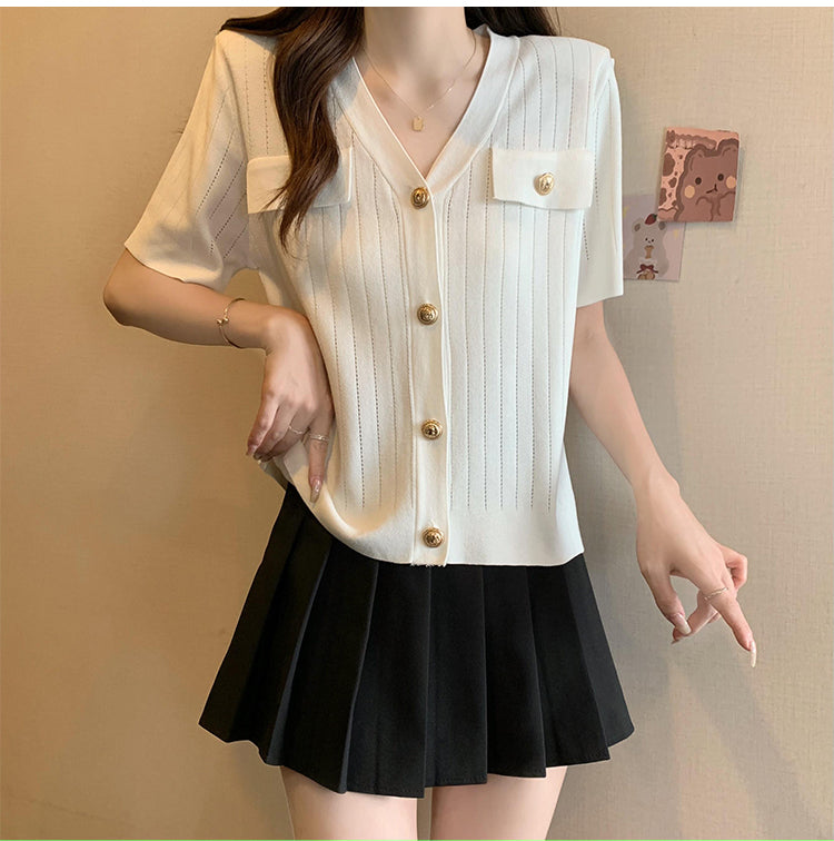 Button Knit Top – Lightweight Summer Cardigan