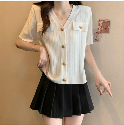 Button Knit Top – Lightweight Summer Cardigan