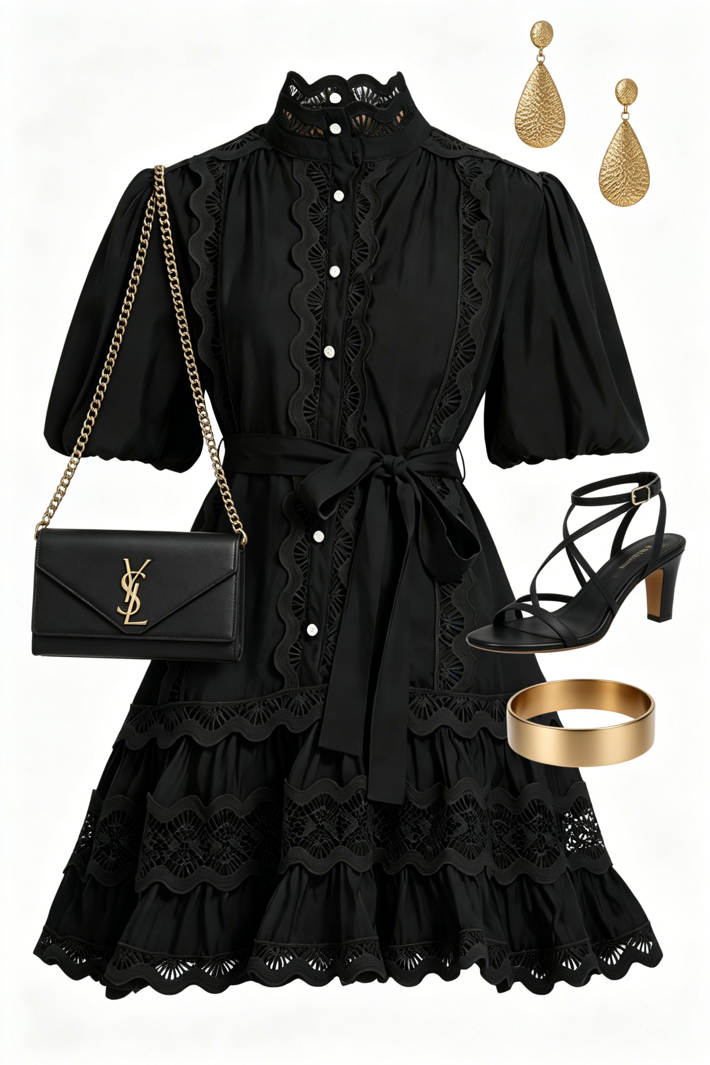 Black Lace Trim Mini Dress for Women – Elegant Romantic Summer Outfit