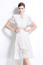 Women's Elegant Lace Hollow Midi Dress