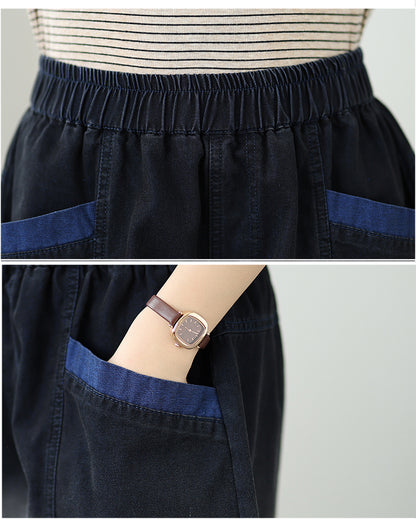 Women's Baggy Pull On Jeans Ripped Denim Shorts - LAI MENG FIVE CATS