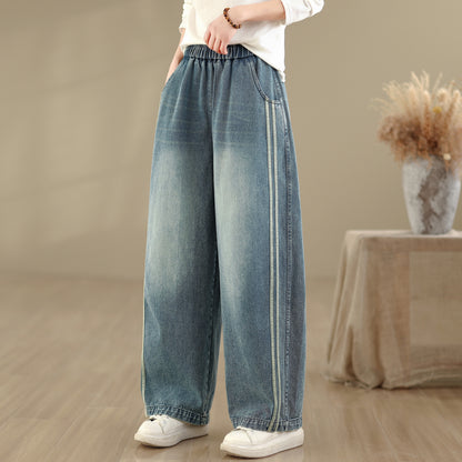 Women's Jeans Elastic Waist Wide Leg Denim Pants