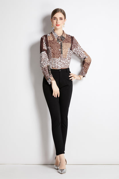 ESY-Women's Shirt Print Long Sleeve Button Blouse - LAI MENG FIVE CATS
