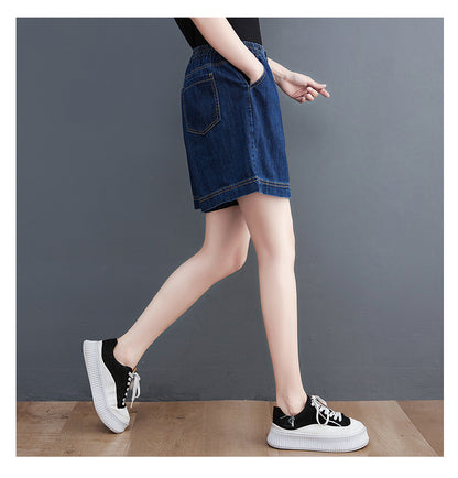 Women's High Waisted Baggy Jean Wide Leg Denim Shorts - LAI MENG FIVE CATS