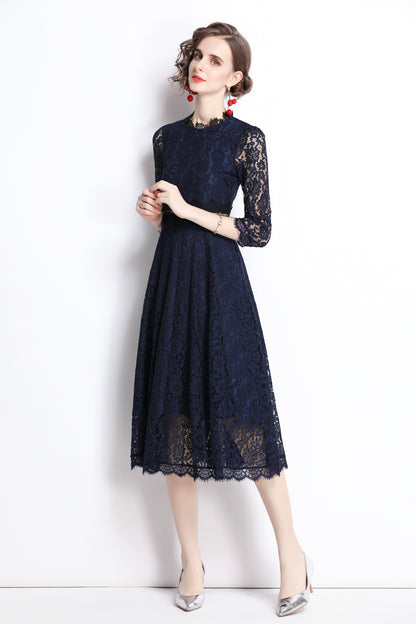 SSY-Women's 3/4 Sleeve Floral Lace Cocktail Midi Dress