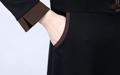 Black & Brown Collared Button-Front Dress | $42.98