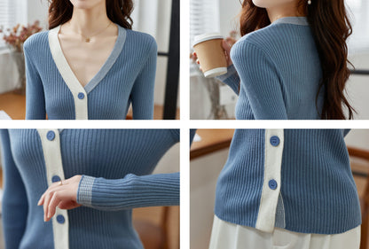 Knit Sweater V Neck Casual Tunic Top
