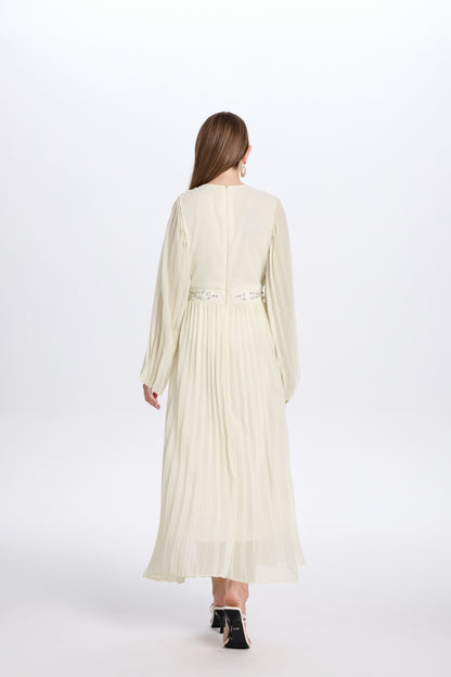 Women's Chiffon Beaded Flare Sleeves Maxi Dress