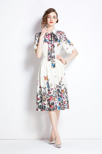 Women's Summer Collar Button Midi Dress