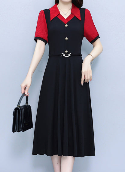 Elegant Colorblock Summer Midi Dress - LAI MENG FIVE CATS
